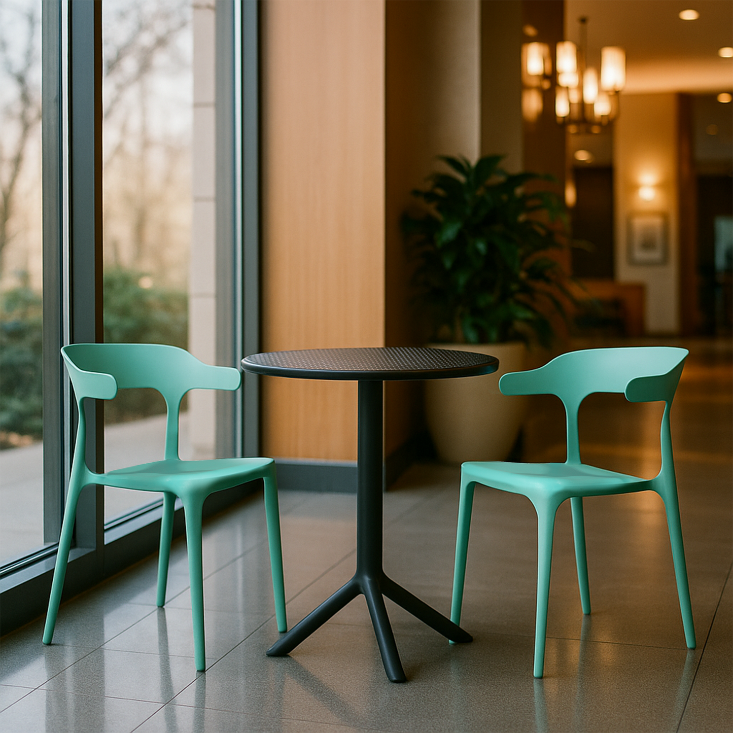Plaza Round Table With 2 Platina Chair