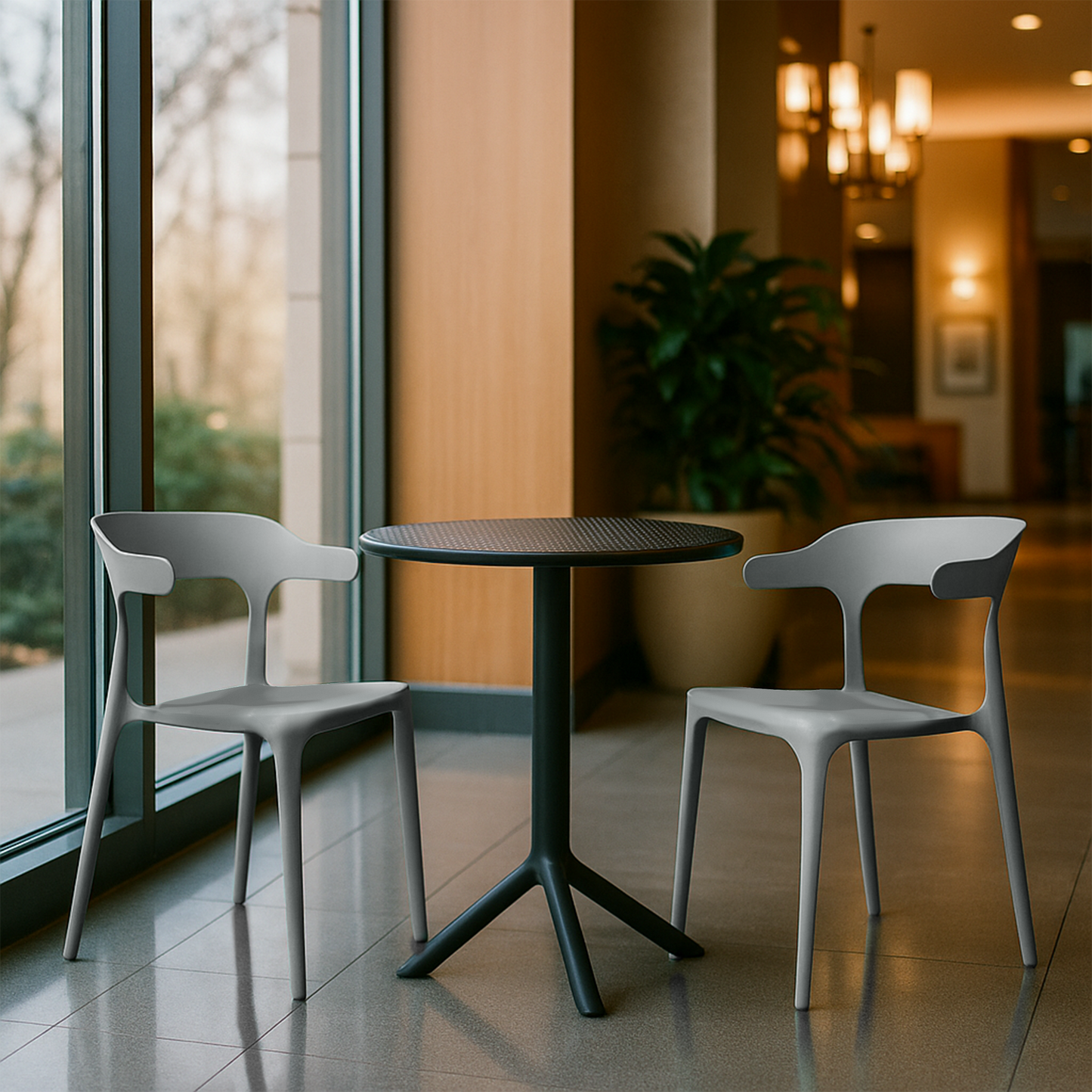 Plaza Round Table With 2 Platina Chair