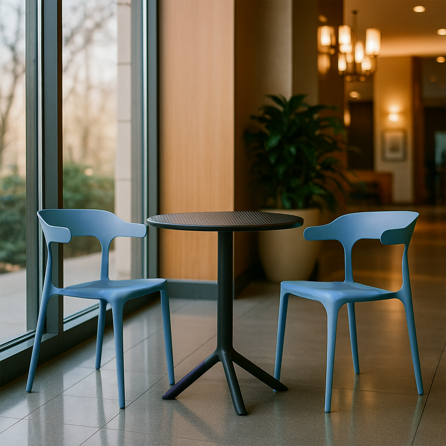 Plaza Round Table With 2 Platina Chair