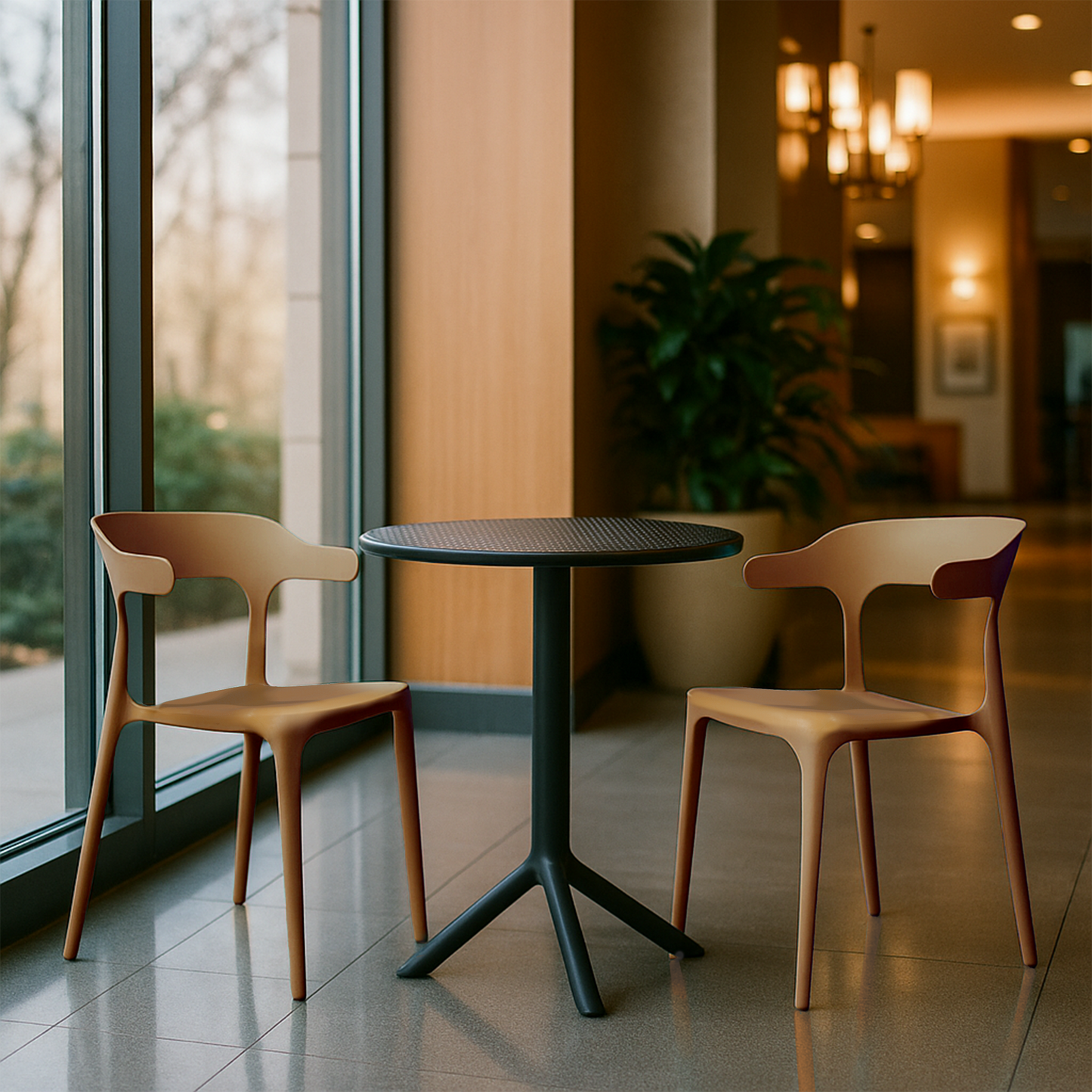 Plaza Round Table With 2 Platina Chair