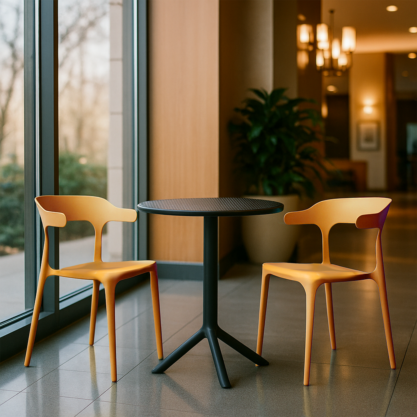 Plaza Round Table With 2 Platina Chair