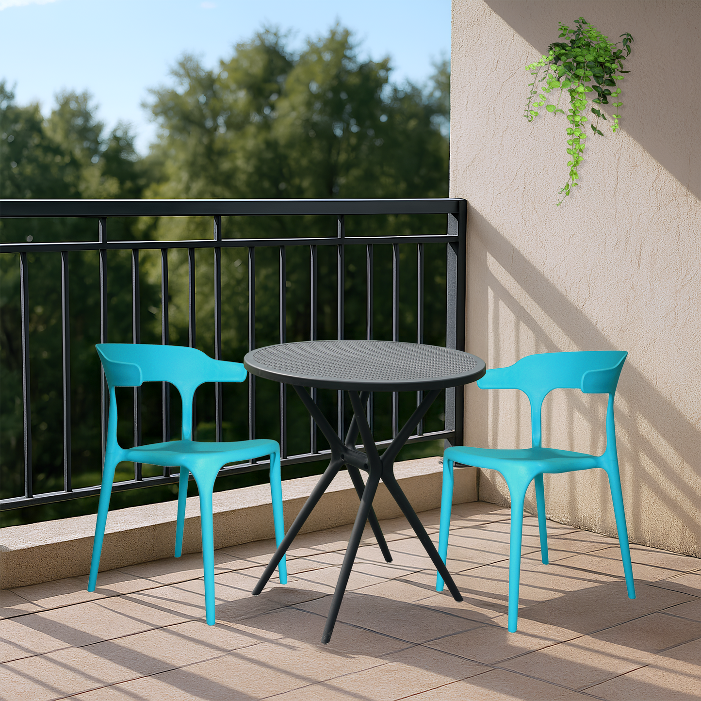 Bingo Round Table with 2 Platina Chairs