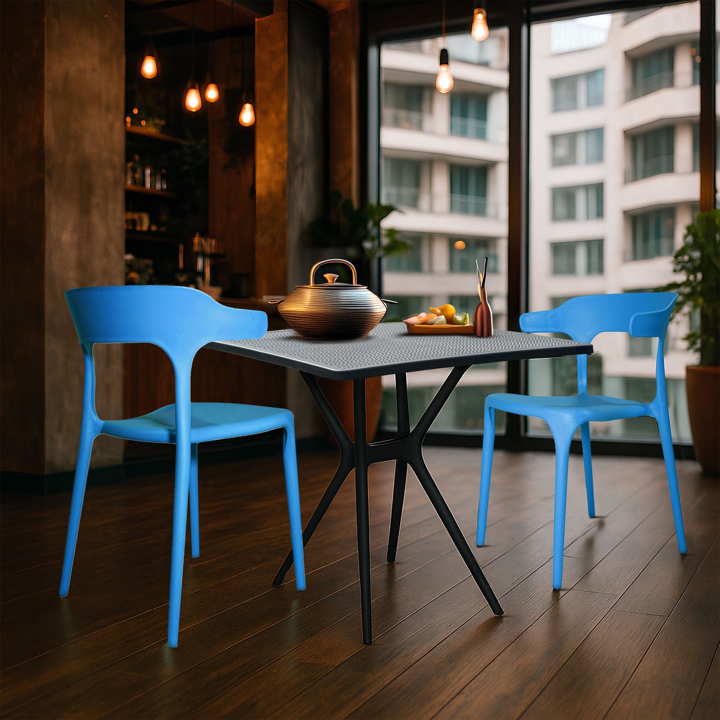 Bingo Square Table With 2 Platina Chair