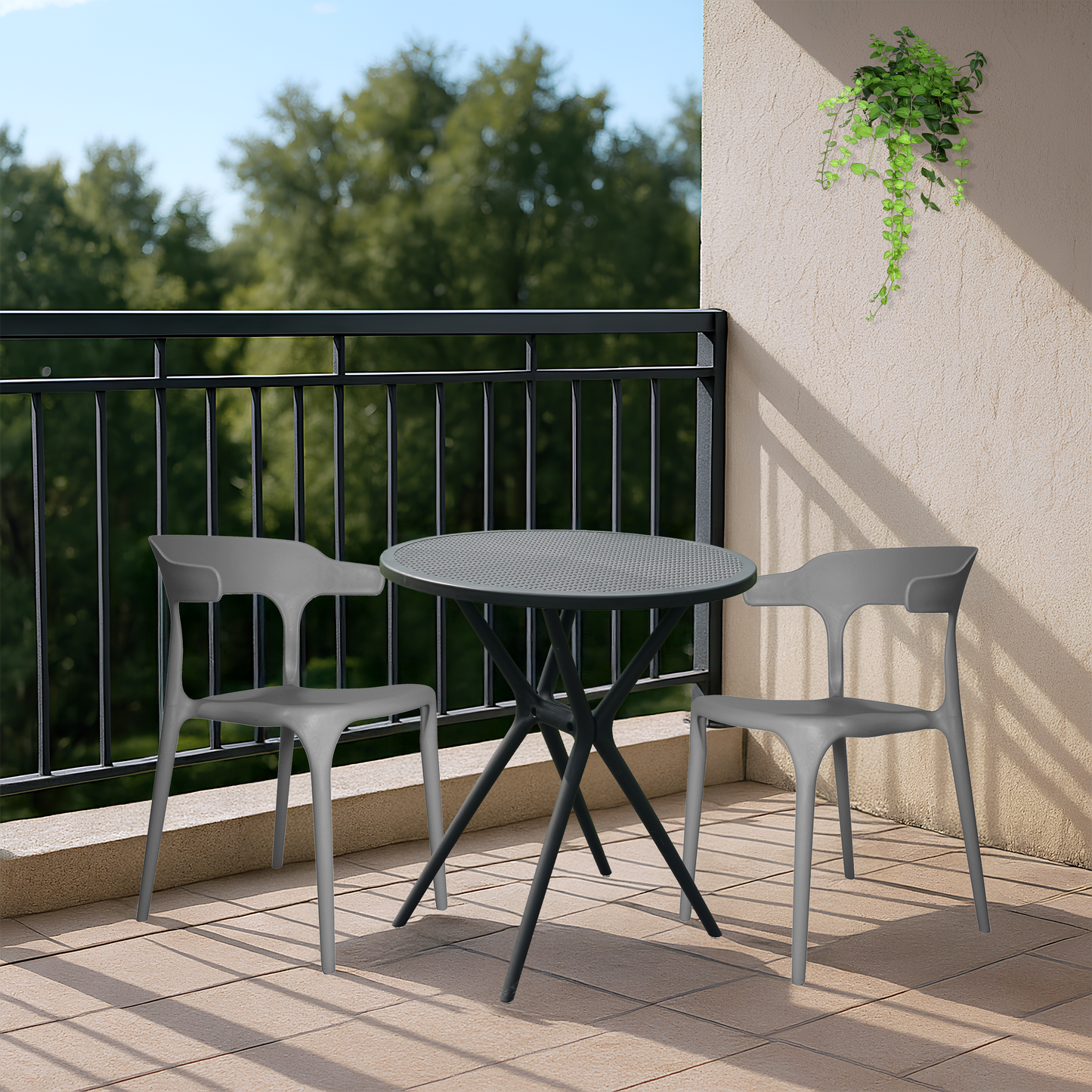 Bingo Round Table with 2 Platina Chairs