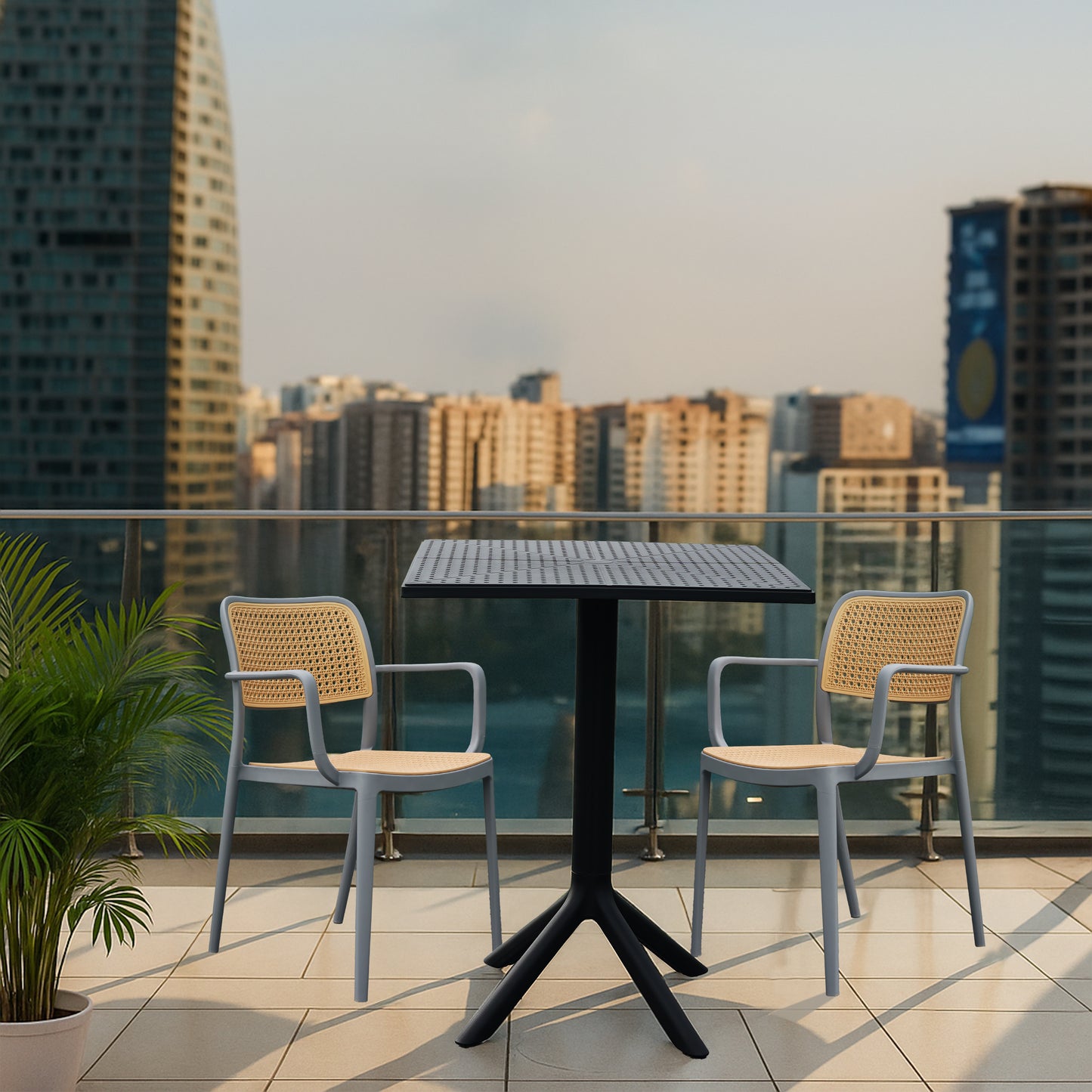 Plaza Square Table With 2 Rolex Handle Chair