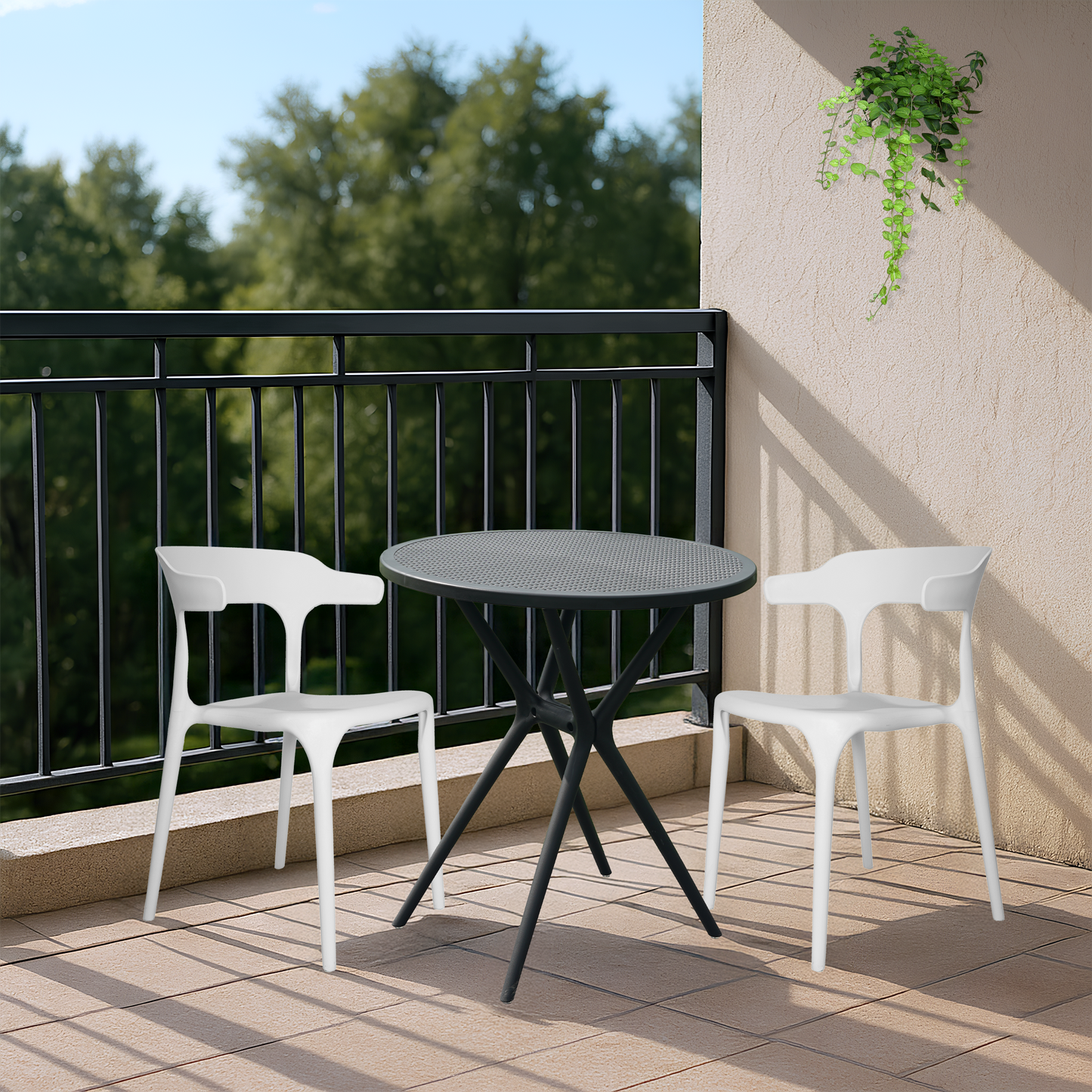 Bingo Round Table with 2 Platina Chairs