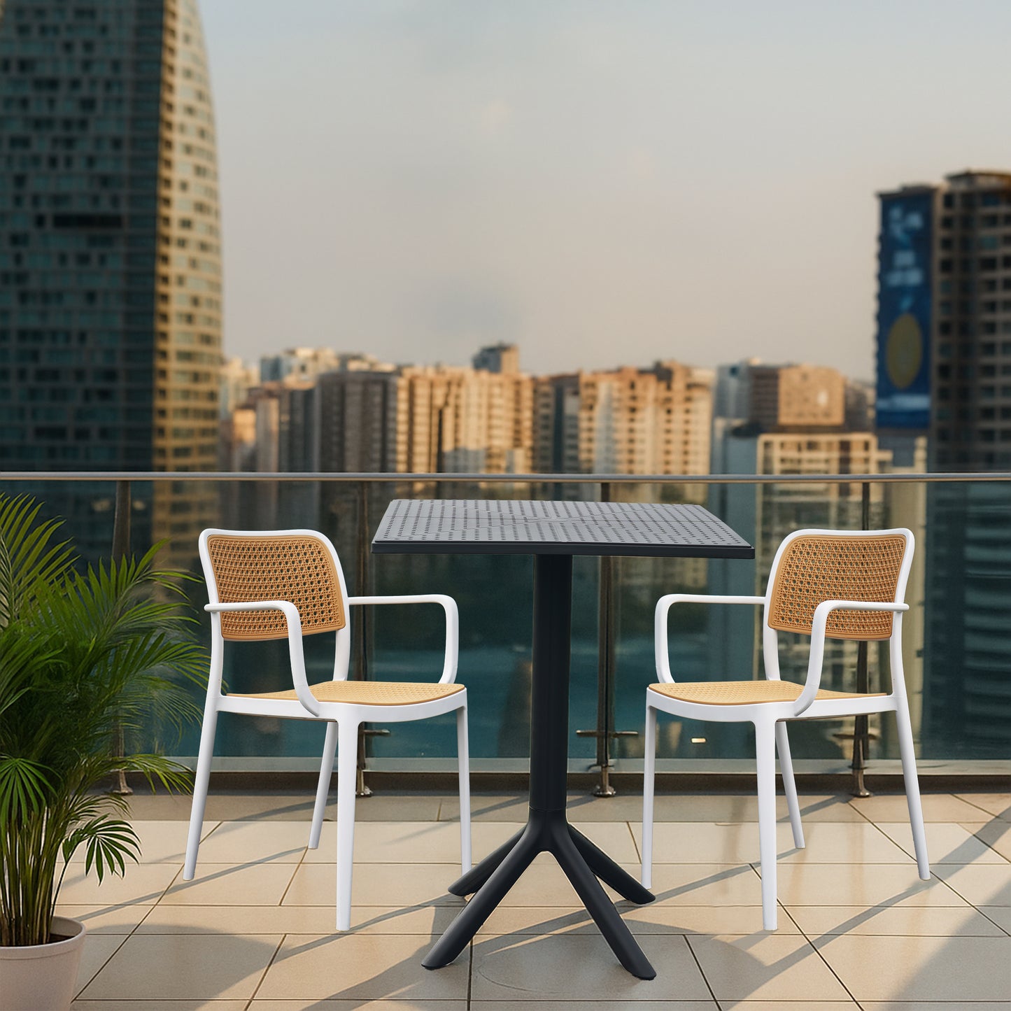 Plaza Square Table With 2 Rolex Handle Chair