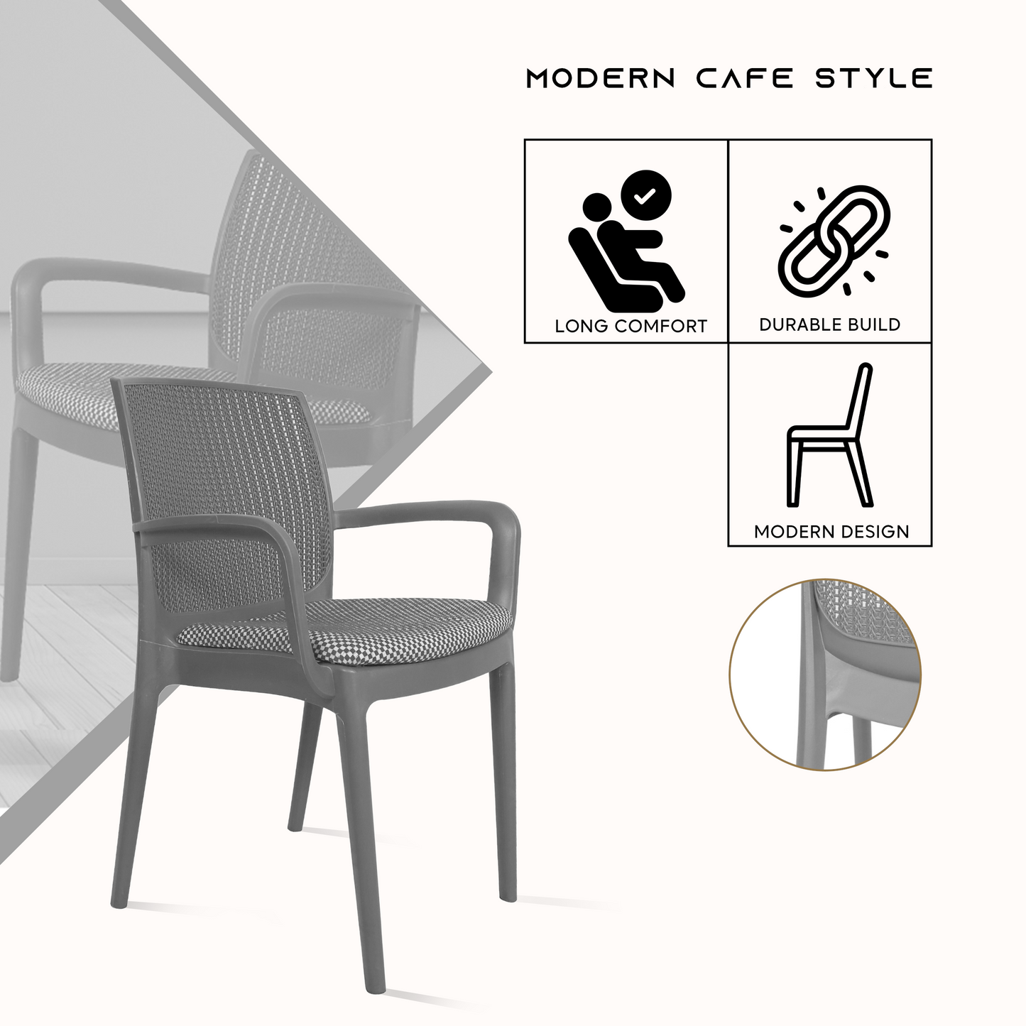 Beeta Chair with Cushion with Arm (pack of 2)