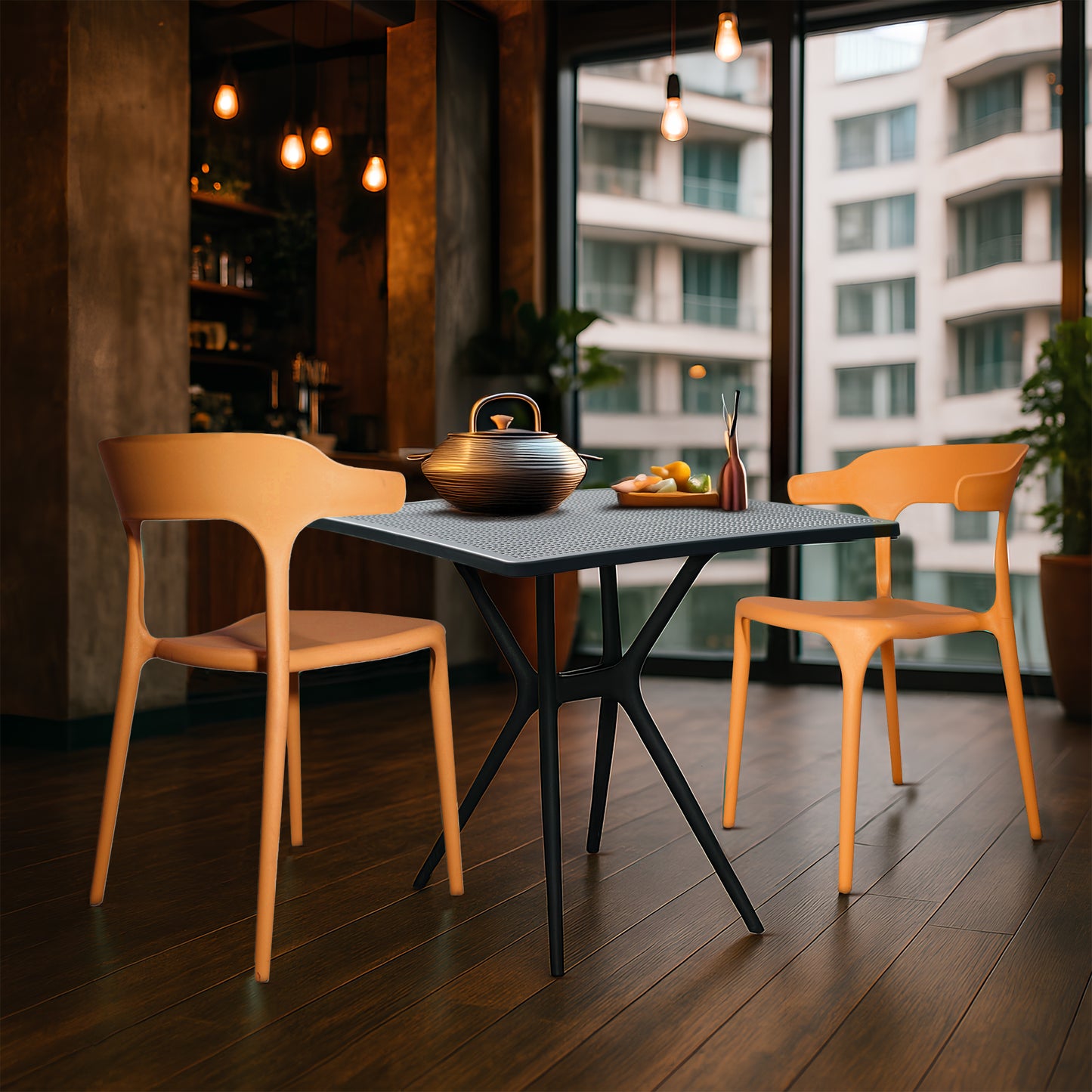Bingo Square Table With 2 Platina Chair