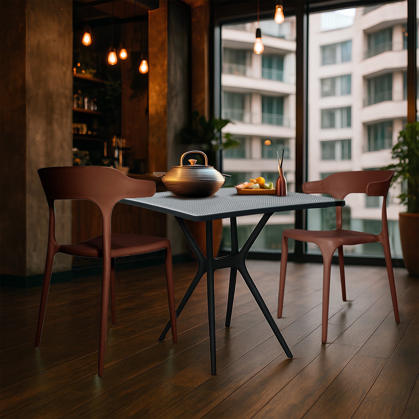 Bingo Square Table With 2 Platina Chair