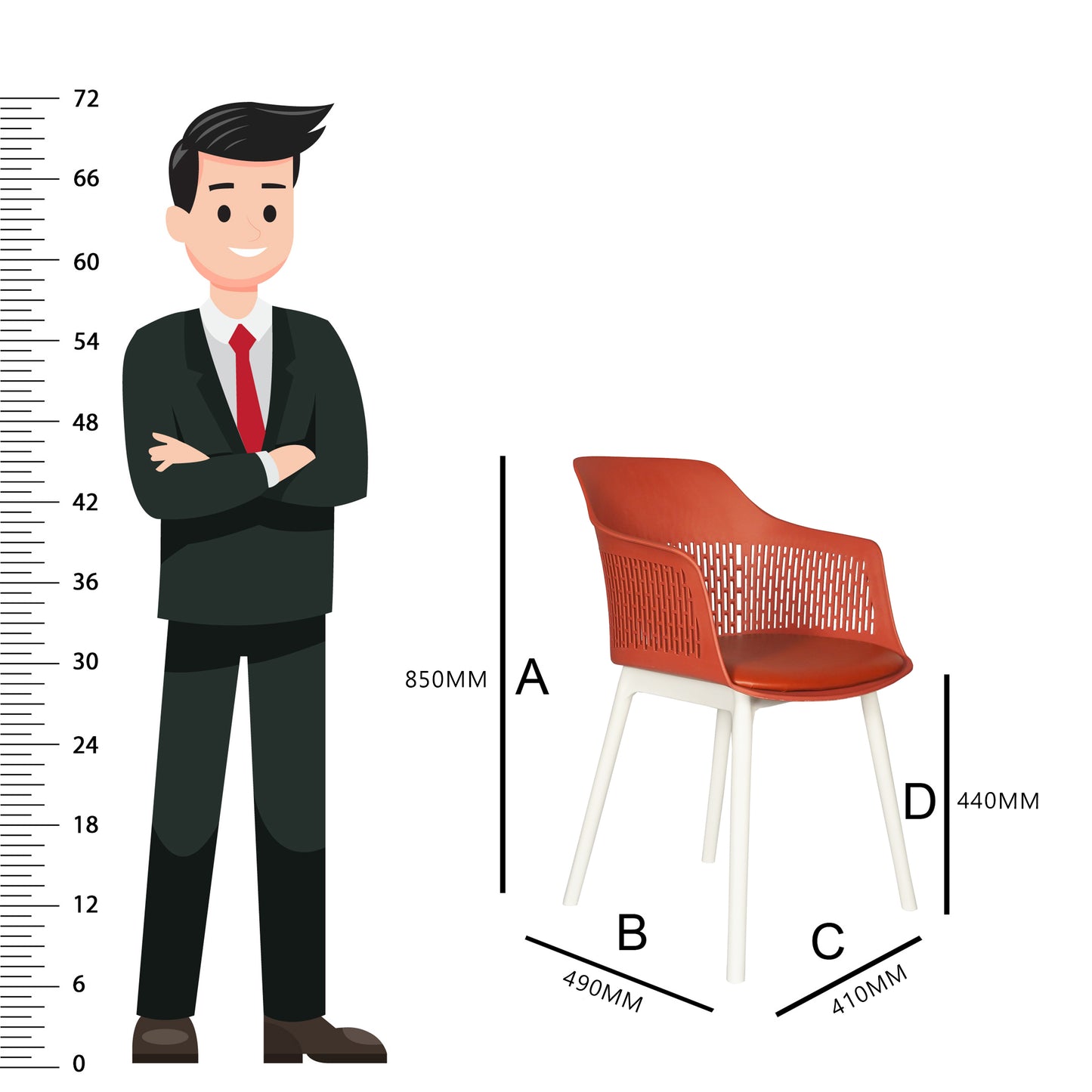 Austria Cafe Chair Cushion with White Legs (Pack of 2)