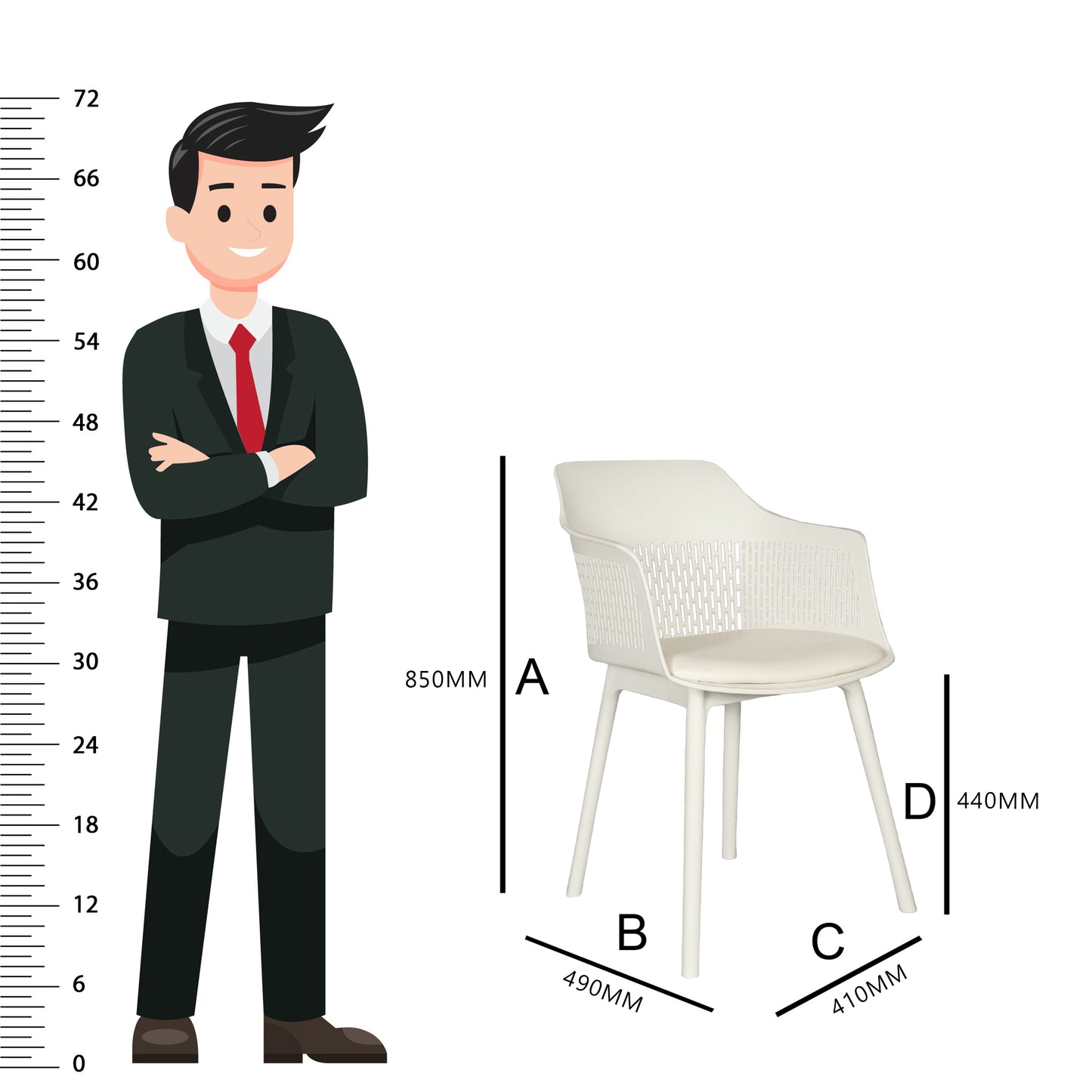 Austria Cafe Chair Cushion with White Legs (Pack of 2)