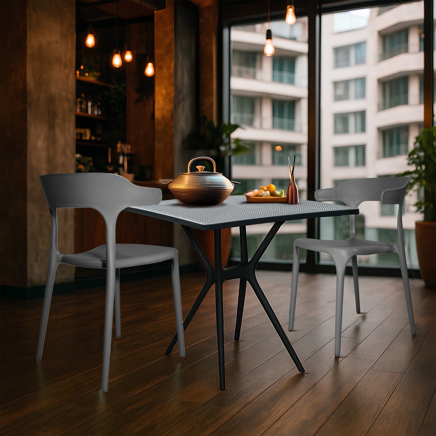 Bingo Square Table With 2 Platina Chair