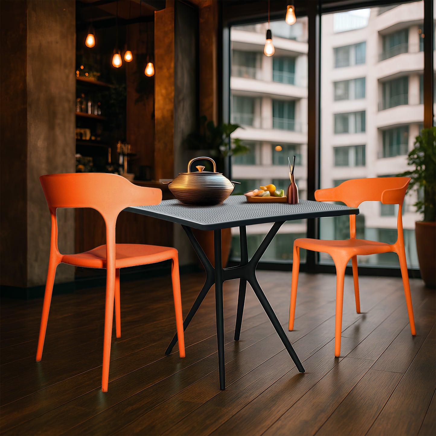 Bingo Square Table With 2 Platina Chair