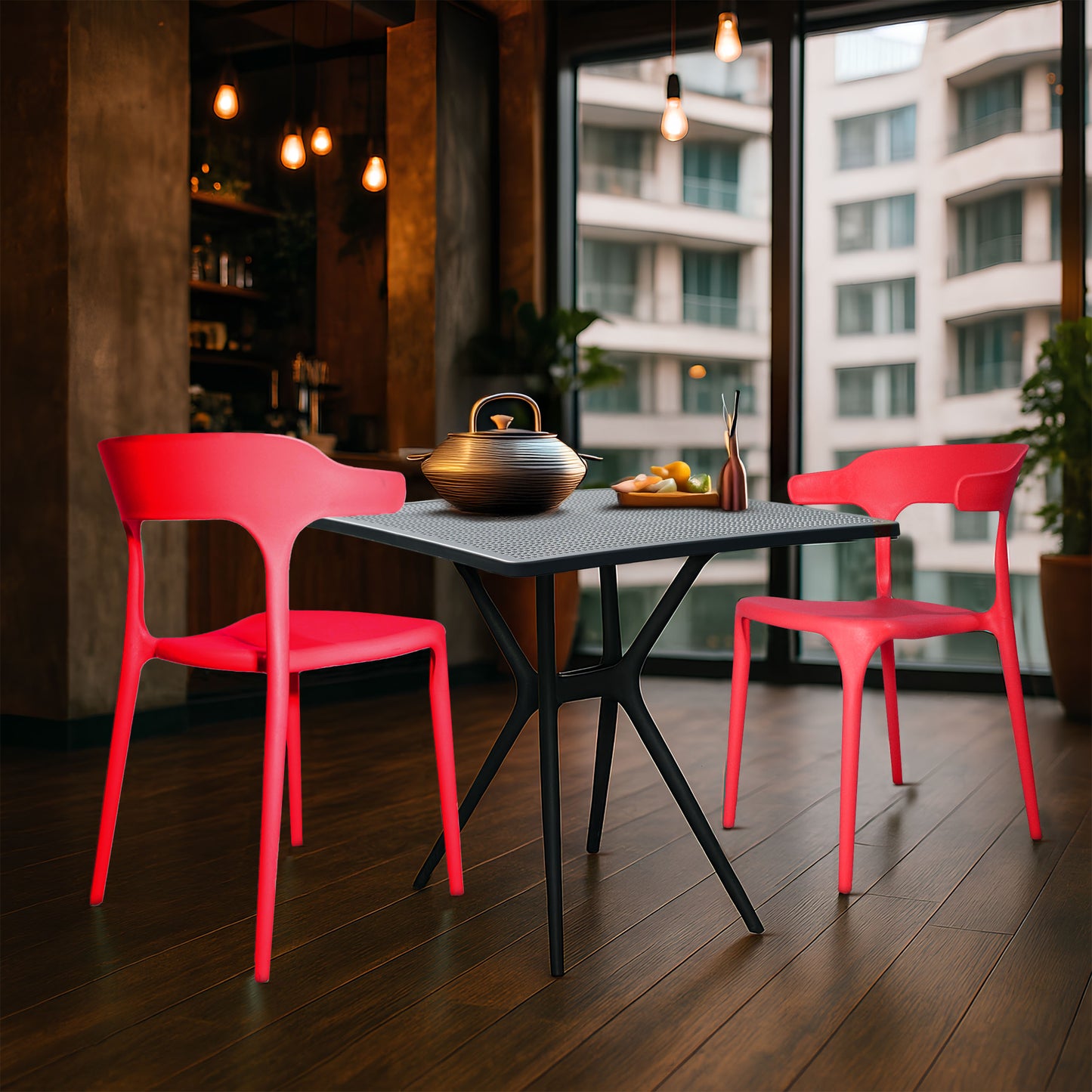 Bingo Square Table With 2 Platina Chair