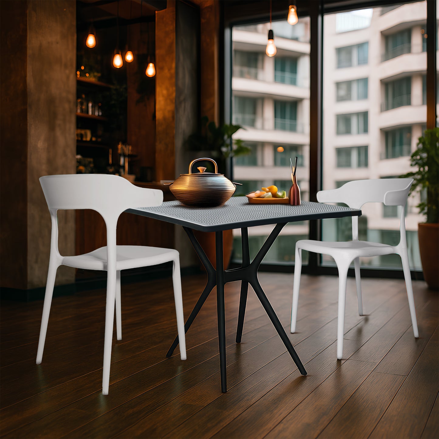 Bingo Square Table With 2 Platina Chair