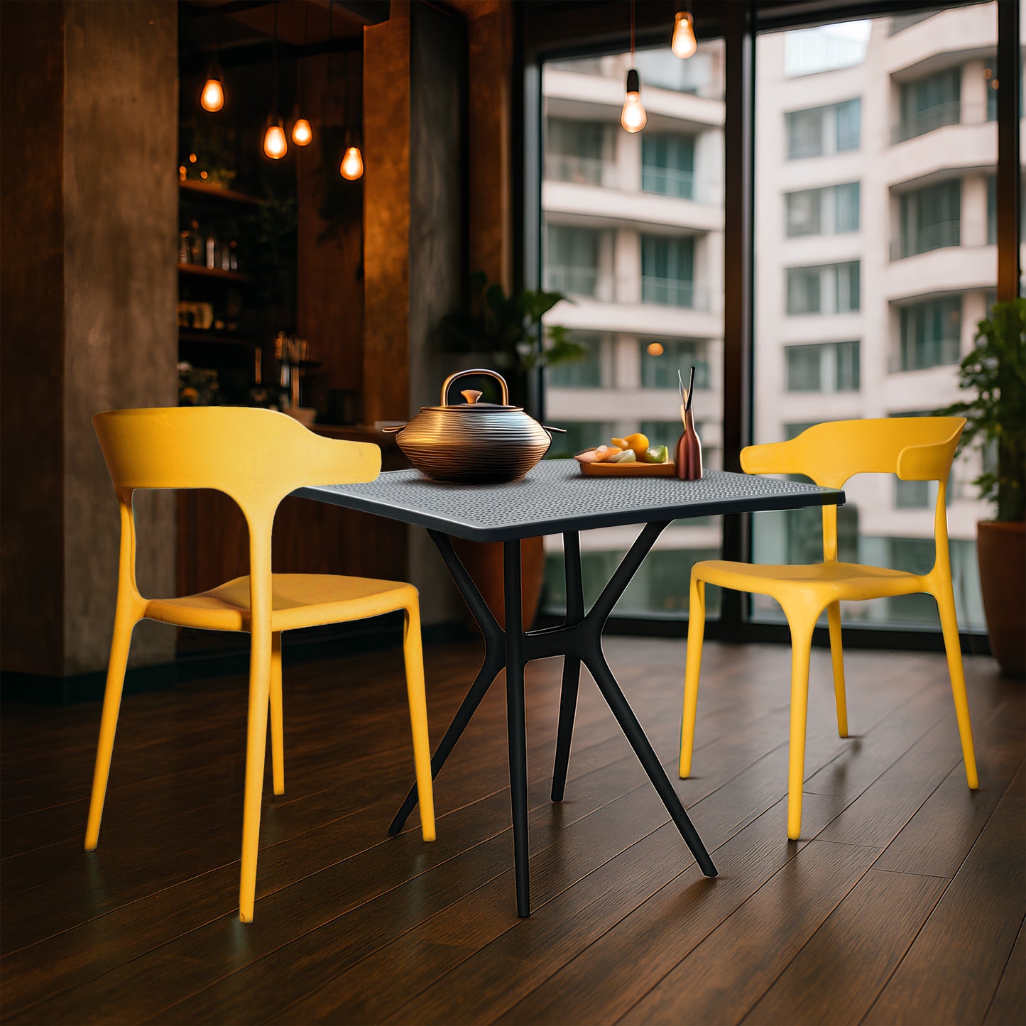 Bingo Square Table With 2 Platina Chair